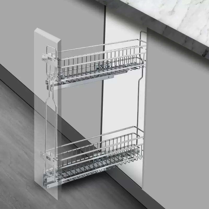 Drawer-type side pull basket base cabinet with double-layer extremely narrow pull baskets,DongGuan HangyYu Houseware Factory Website,Drawer-type side pull basket base cabinet with double-layer extremely narrow pull baskets