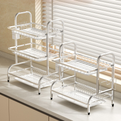Metal 2 Tier 3 Tier Plate Kitchen Shelf Drying Dish Holder Stand Organizer Storage Drain Rack With Drainboard,HangYu Housewares ,Kitchen storage rack, dish rack, plate storage and draining rack