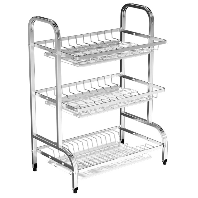 Metal 2 Tier 3 Tier Plate Kitchen Shelf Drying Dish Holder Stand Organizer Storage Drain Rack With Drainboard,HangYu Housewares ,Kitchen storage rack, dish rack, plate storage and draining rack