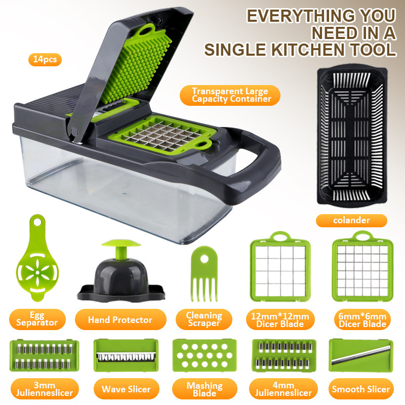 Multifunctional vegetable cutter, dicing tool, potato shredder, slivering tool, slicing tool - essential household gadget!,HangYu Housewares ,Multifunctional vegetable cutter, dicing tool, potato shredder, slivering tool, slicing tool - essential household gadget!
