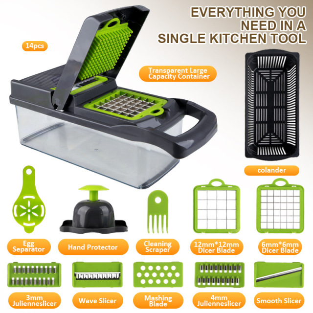 Multifunctional vegetable cutter, dicing tool, potato shredder, slivering tool, slicing tool - essential household gadget!,HangYu Housewares ,Multifunctional vegetable cutter, dicing tool, potato shredder, slivering tool, slicing tool - essential household gadget!