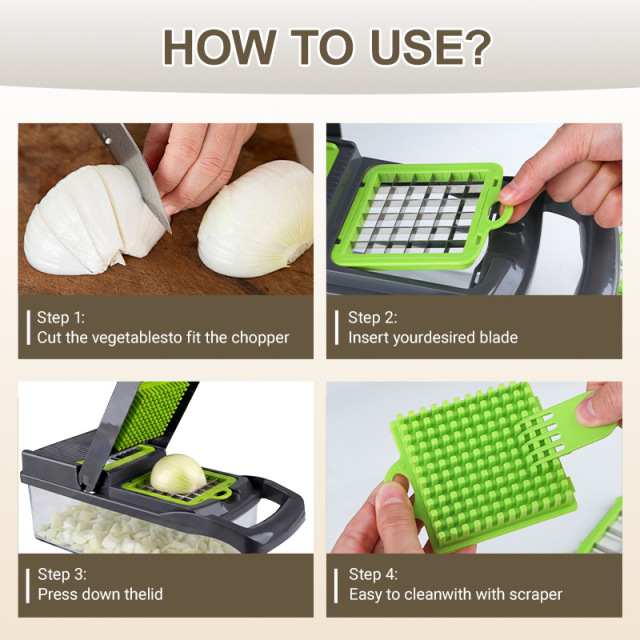 Multifunctional vegetable cutter, dicing tool, potato shredder, slivering tool, slicing tool - essential household gadget!,HangYu Housewares ,Multifunctional vegetable cutter, dicing tool, potato shredder, slivering tool, slicing tool - essential household gadget!