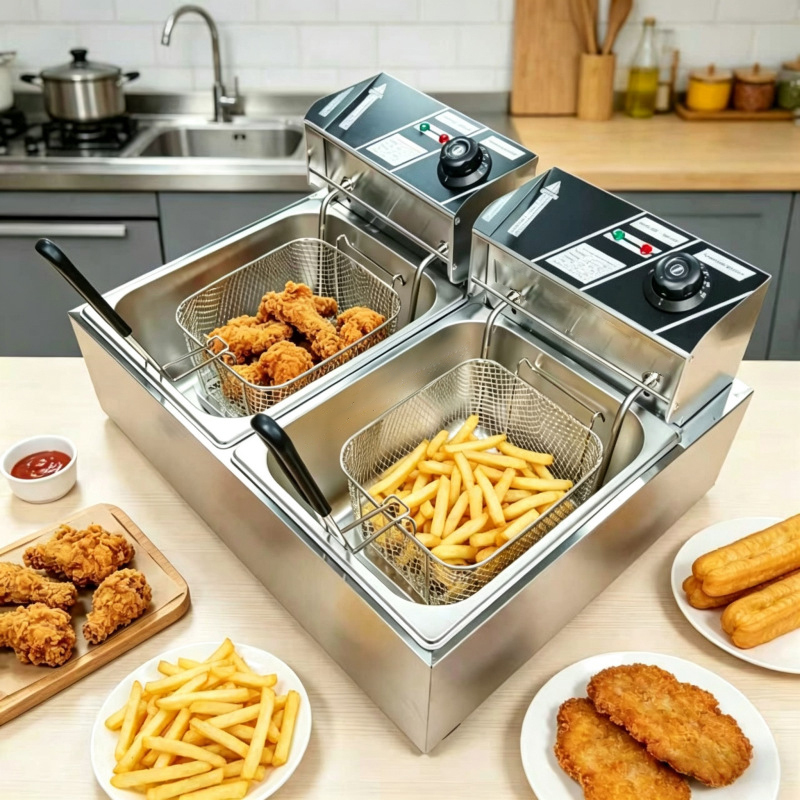 Capacity household electric deep fryer multi-functional commercial single or double cylinder deep fryer for street vending of dough sticks and french fries deep fryer,HangYu Housewares ,Capacity household electric deep fryer multi-functional commercial single or double cylinder deep fryer for street vending of dough sticks and french fries deep fryer