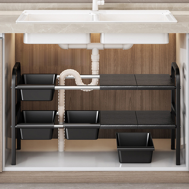 Under-sink kitchen storage shelf, cabinet with multi-level shelves, various multi-functional gadgets for pots and pans,HangYu Housewares ,Under-sink kitchen storage shelf, cabinet with multi-level shelves, various multi-functional gadgets for pots and pans