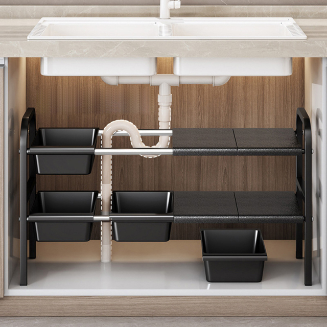 Under-sink kitchen storage shelf, cabinet with multi-level shelves, various multi-functional gadgets for pots and pans,HangYu Housewares ,Under-sink kitchen storage shelf, cabinet with multi-level shelves, various multi-functional gadgets for pots and pans