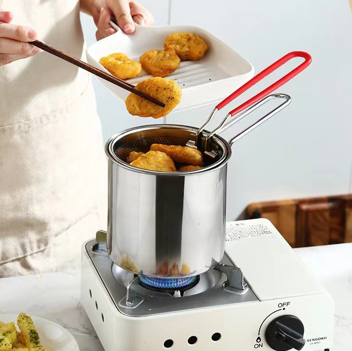 Stainless steel mini deep fryer multi-functional deep pot for frying chicken and french fries small fryer,HangYu Housewares ,Stainless steel mini deep fryer multi-functional deep pot for frying chicken and french fries small fryer