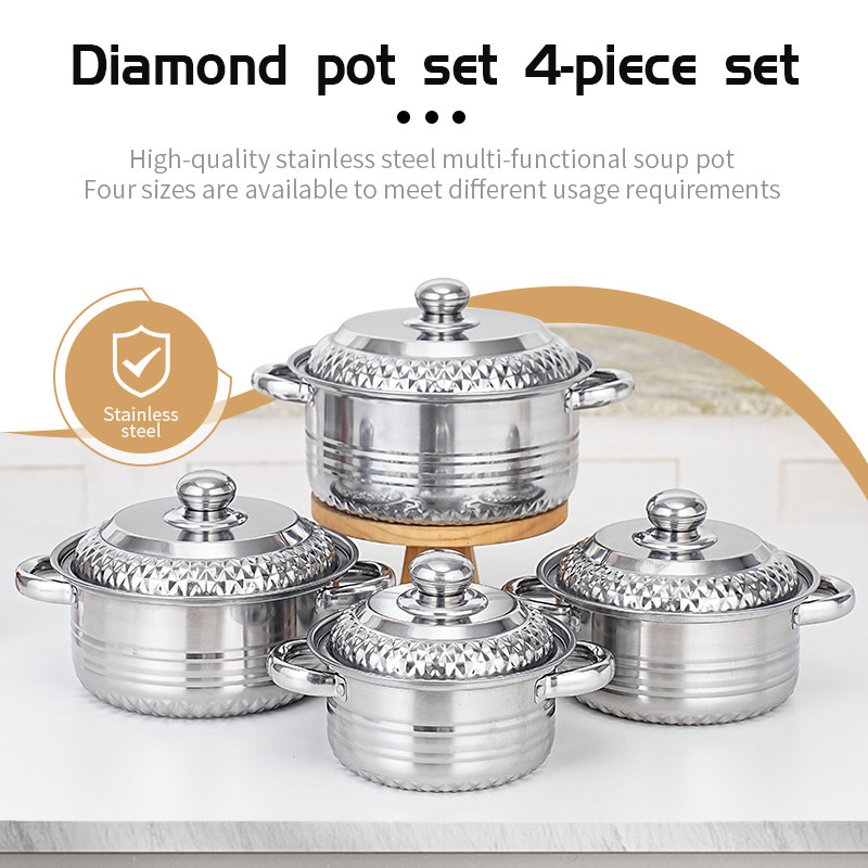 Stainless steel cookware set - Diamond soup pot set,HangYu Housewares ,Stainless steel cookware set - Diamond soup pot set