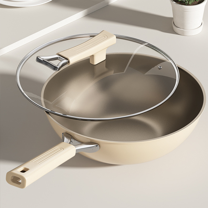 Titanium ceramic frying pan, flat-bottomed pan, wear-resistant, scratch-proof and non-stick pan,HangYu Housewares ,Titanium ceramic frying pan, flat-bottomed pan, wear-resistant, scratch-proof and non-stick pan