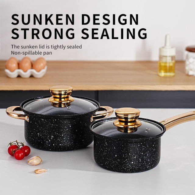 Mafengstone Golden Handle Non-stick Cookware Set,HangYu Housewares ,Mafengstone Golden Handle Non-stick Cookware Set