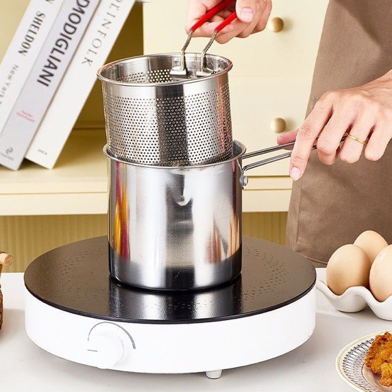 Stainless steel mini deep fryer multi-functional deep pot for frying chicken and french fries small fryer,HangYu Housewares ,Stainless steel mini deep fryer multi-functional deep pot for frying chicken and french fries small fryer
