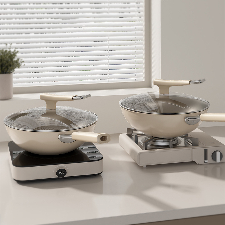 Titanium ceramic frying pan, flat-bottomed pan, wear-resistant, scratch-proof and non-stick pan,HangYu Housewares ,Titanium ceramic frying pan, flat-bottomed pan, wear-resistant, scratch-proof and non-stick pan