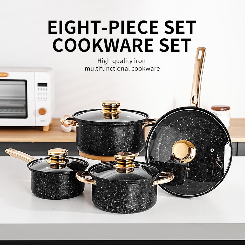 Mafengstone Golden Handle Non-stick Cookware Set,HangYu Housewares ,Mafengstone Golden Handle Non-stick Cookware Set