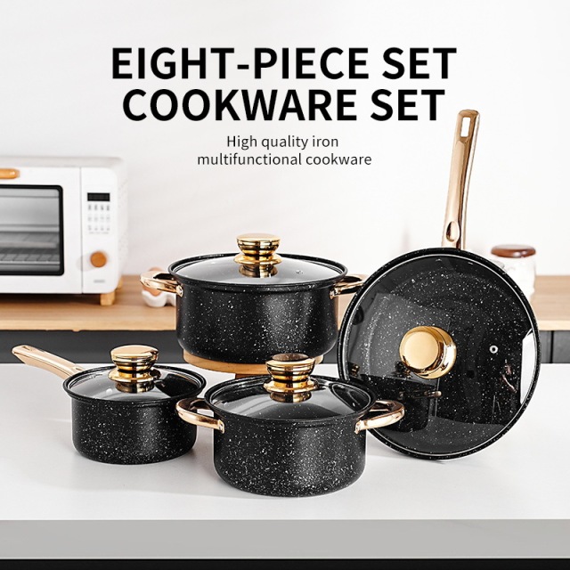 Mafengstone Golden Handle Non-stick Cookware Set,HangYu Housewares ,Mafengstone Golden Handle Non-stick Cookware Set