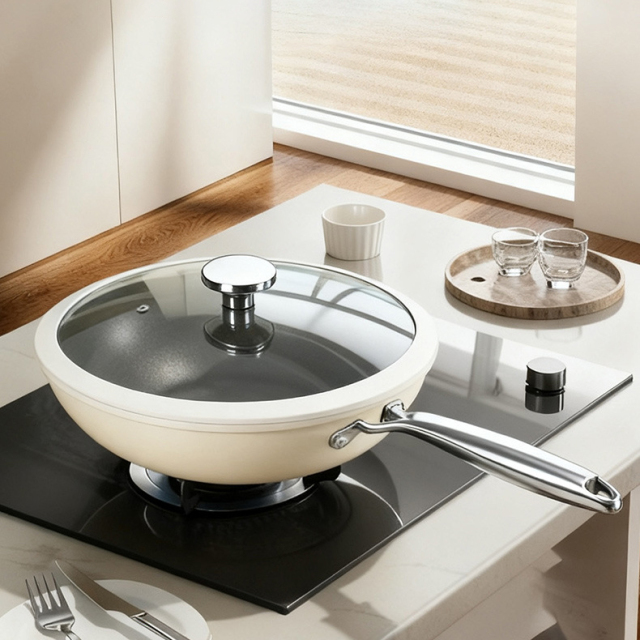Uncoated flat-bottom non-stick titanium pot, electromagnetic stove, gas stove, universal frying pan and sauté pan,HangYu Housewares ,Uncoated flat-bottom non-stick titanium pot, electromagnetic stove, gas stove, universal frying pan and sauté pan