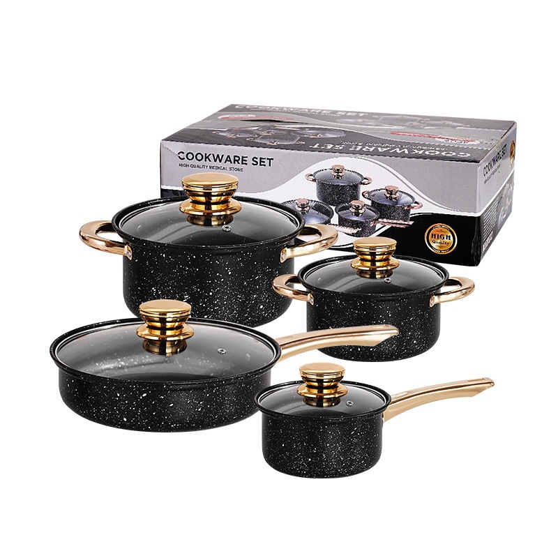 Mafengstone Golden Handle Non-stick Cookware Set,HangYu Housewares ,Mafengstone Golden Handle Non-stick Cookware Set