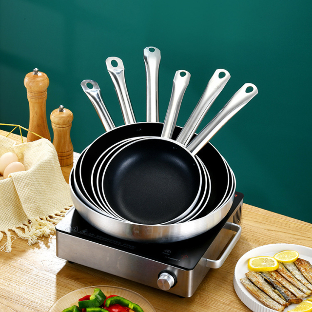 Stainless steel frying pan, flat-bottomed pan, non-stick pan,HangYu Housewares ,Stainless steel frying pan, flat-bottomed pan, non-stick pan