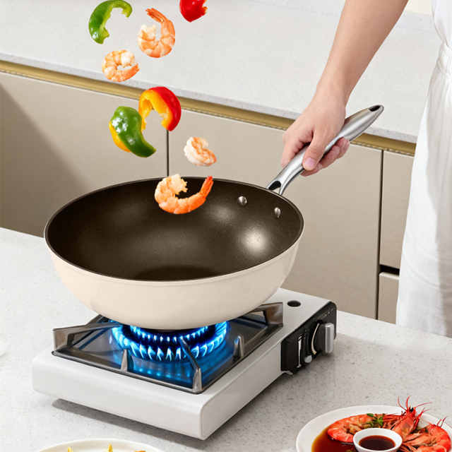 Uncoated flat-bottom non-stick titanium pot, electromagnetic stove, gas stove, universal frying pan and sauté pan,HangYu Housewares ,Uncoated flat-bottom non-stick titanium pot, electromagnetic stove, gas stove, universal frying pan and sauté pan