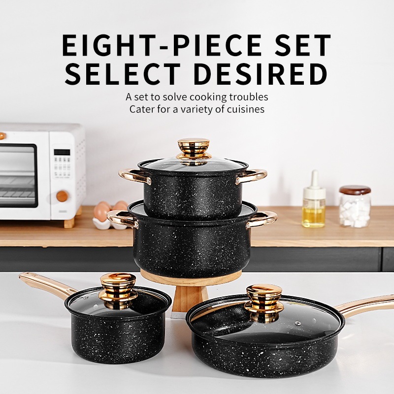 Mafengstone Golden Handle Non-stick Cookware Set,HangYu Housewares ,Mafengstone Golden Handle Non-stick Cookware Set