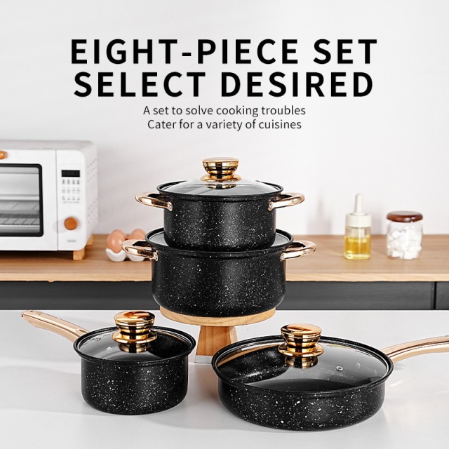 Mafengstone Golden Handle Non-stick Cookware Set,HangYu Housewares ,Mafengstone Golden Handle Non-stick Cookware Set