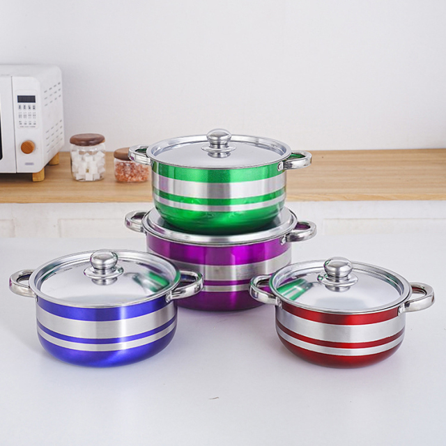 Stainless steel color soup pot set,HangYu Housewares ,Stainless steel saucepan set