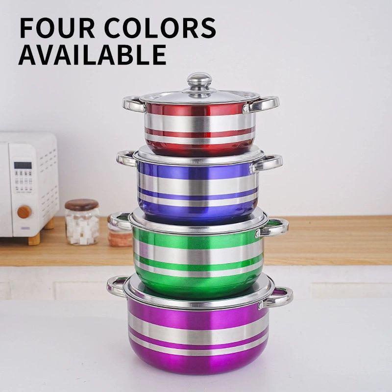 Stainless steel color soup pot set,HangYu Housewares ,Stainless steel saucepan set