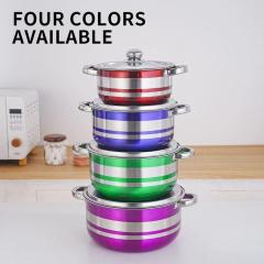 Stainless steel color soup pot set,HangYu Housewares ,Stainless steel saucepan set