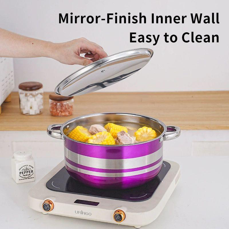 Stainless steel color soup pot set,HangYu Housewares ,Stainless steel saucepan set