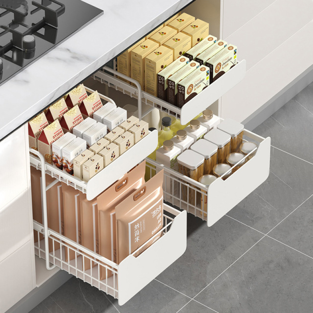 Extendable folding pull-out drawer shelf with multi-functional storage basket for cabinets,HangYu Housewares ,Extendable folding pull-out drawer shelf with multi-functional storage basket for cabinets