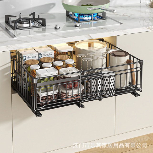 Extendable folding pull-out drawer shelf with multi-functional storage basket for cabinets,HangYu Housewares ,Extendable folding pull-out drawer shelf with multi-functional storage basket for cabinets