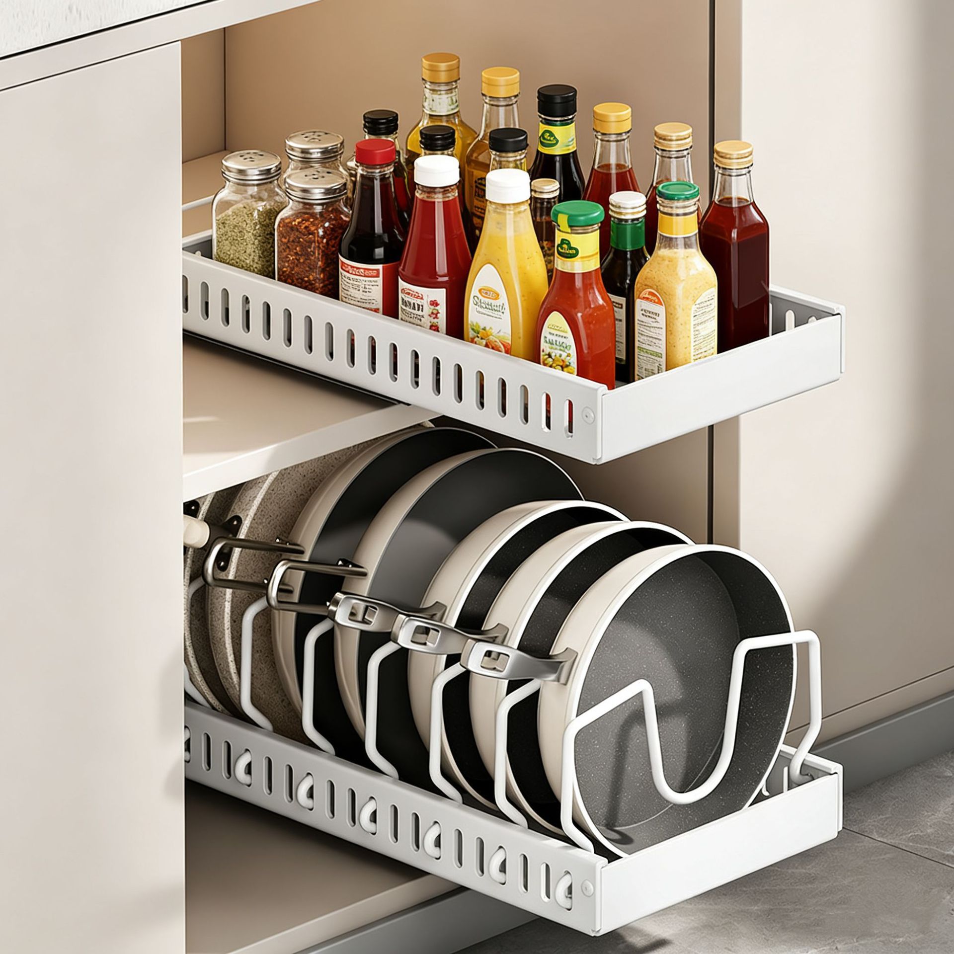 Adjustable cooking utensil storage rack, kitchen pull-out storage shelf, cabinet organizing stand, countertop dish rack, pot cover rack, pot rack,HangYu Housewares ,Adjustable cooking utensil storage rack, kitchen pull-out storage shelf, cabinet organizing stand, countertop dish rack, pot cover rack, pot rack
