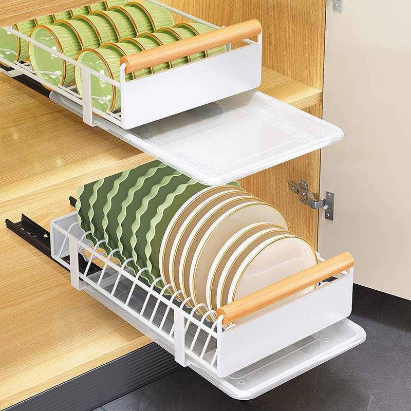 Kitchen self-installing basket-style cabinet with pull-out bowl baskets for dish storage, under-sink drawer-style multi-level storage rack,HangYu Housewares ,Kitchen self-installing basket-style cabinet with pull-out bowl baskets for dish storage, under-sink drawer-style multi-level storage rack