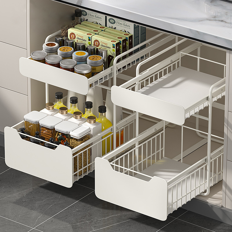 Extendable folding pull-out drawer shelf with multi-functional storage basket for cabinets,HangYu Housewares ,Extendable folding pull-out drawer shelf with multi-functional storage basket for cabinets