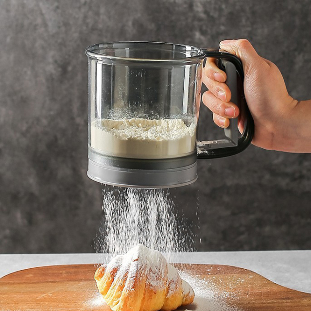 Semi-automatic flour sifter - handheld flour sieve with powder-dispensing mesh sieve,HangYu Housewares ,Semi-automatic flour sifter - handheld flour sieve with powder-dispensing mesh sieve