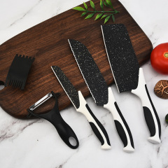 Stainless steel knife set with malachite knife tools - five pieces, including a chef's knife for cutting meat and vegetables, a fruit knife, and a vegetable peeler set,HangYu Housewares ,Stainless steel knife set with malachite knife tools - five pieces, including a chef's knife for cutting meat and vegetables, a fruit knife, and a vegetable peeler set