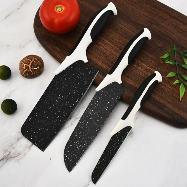 Stainless steel knife set with malachite knife tools - five pieces, including a chef's knife for cutting meat and vegetables, a fruit knife, and a vegetable peeler set,HangYu Housewares ,Stainless steel knife set with malachite knife tools - five pieces, including a chef's knife for cutting meat and vegetables, a fruit knife, and a vegetable peeler set