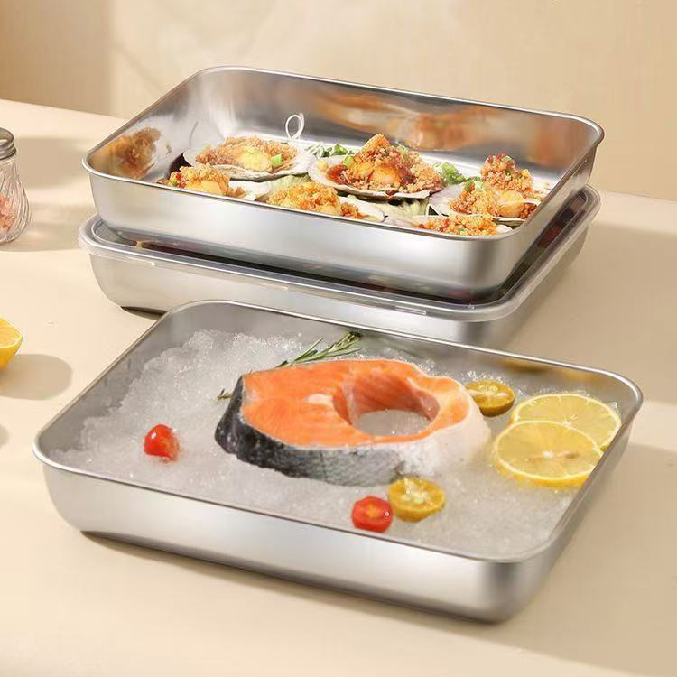 Stainless steel lid-covered versatile square plate,HangYu Housewares ,Stainless steel lid-covered versatile square plate