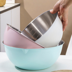 Colored  stainless steel salad bowl, egg beater bowl with scale, baking and cooking dish,HangYu Housewares ,Colored  stainless steel salad bowl, egg beater bowl with scale, baking and cooking dish