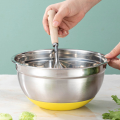 Silicone bottom with lid and stainless steel salad bowl,HangYu Housewares ,Silicone bottom with lid and stainless steel salad bowl