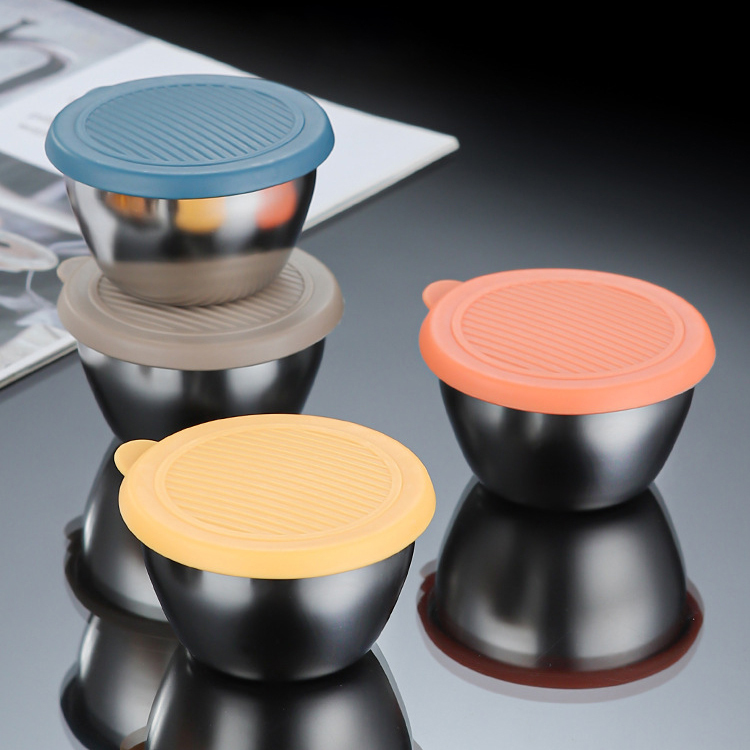 Stainless steel dipping dish, with a sealed leak-proof silicone lid,HangYu Housewares ,Stainless steel dipping dish, with a sealed leak-proof silicone lid