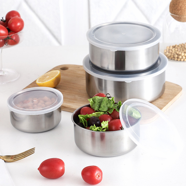 Stainless steel round food storage set of five pieces,HangYu Housewares ,Stainless steel round food storage set of five pieces