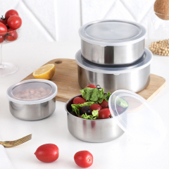 Stainless steel round food storage set of five pieces,HangYu Housewares ,Stainless steel round food storage set of five pieces