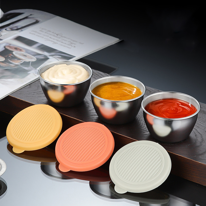 Stainless steel dipping dish, with a sealed leak-proof silicone lid,HangYu Housewares ,Stainless steel dipping dish, with a sealed leak-proof silicone lid