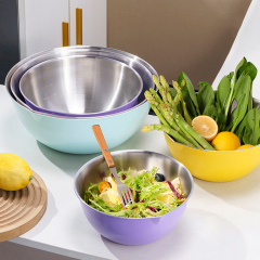 Colored  stainless steel salad bowl, egg beater bowl with scale, baking and cooking dish,HangYu Housewares ,Colored  stainless steel salad bowl, egg beater bowl with scale, baking and cooking dish