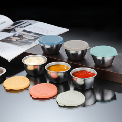 Stainless steel dipping dish, with a sealed leak-proof silicone lid,HangYu Housewares ,Stainless steel dipping dish, with a sealed leak-proof silicone lid