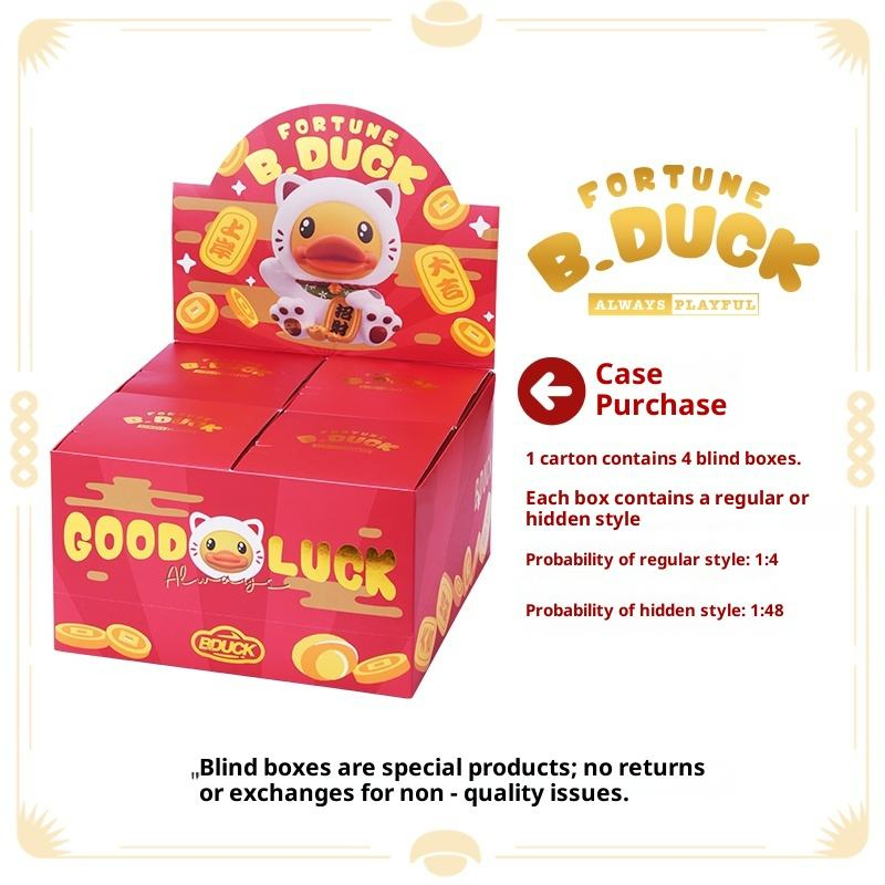 B.Duck Lucky Fortune Duck Blind Box Duck Trendy Animal Theme Toy Blind Box Desk Decoration Home Creative Doll