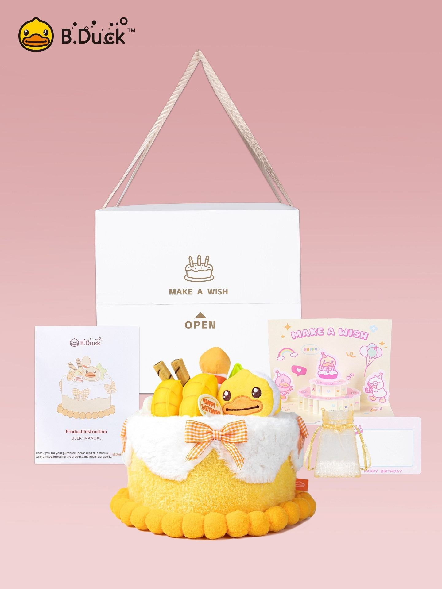 B Duck 20th Anniversary Velvet Plush Birthday Cake Cute Doll Gift Toy Home Decoration