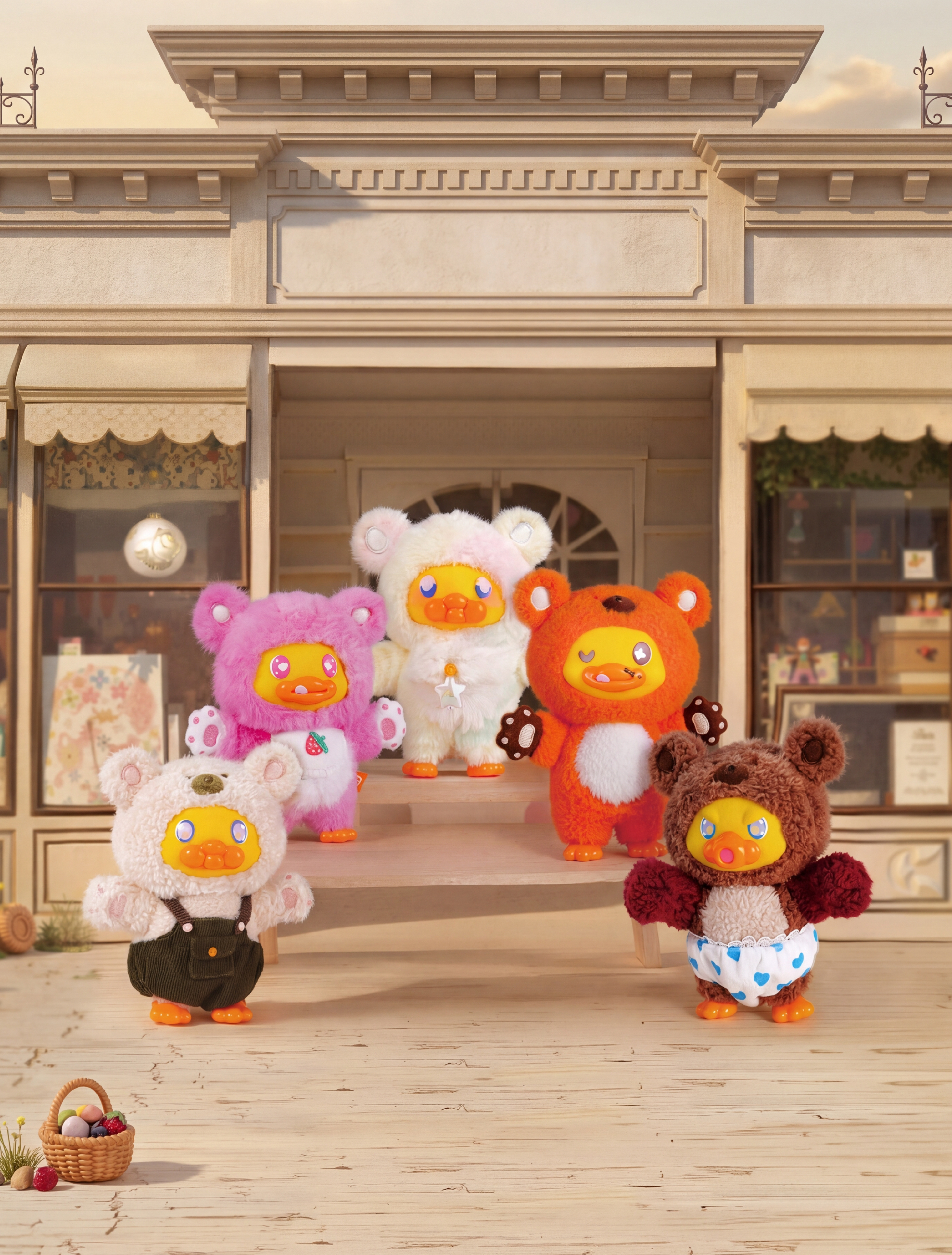 B.Duck Hug Bear Plush Pendant Series Cute Plush Vinyl PVC Plush Blind Box Trendy Toy Plush Doll Pendant Mystery Boxes