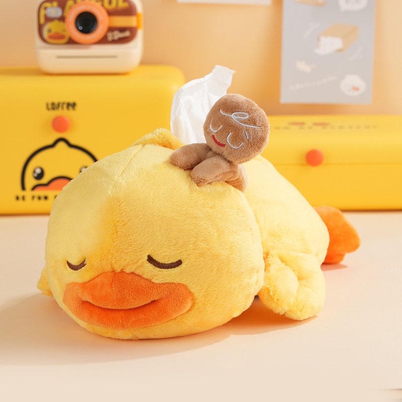 B.Duck Cookie Man Kingdom Collaboration Series Short Plush Lying Duck Tissue Box