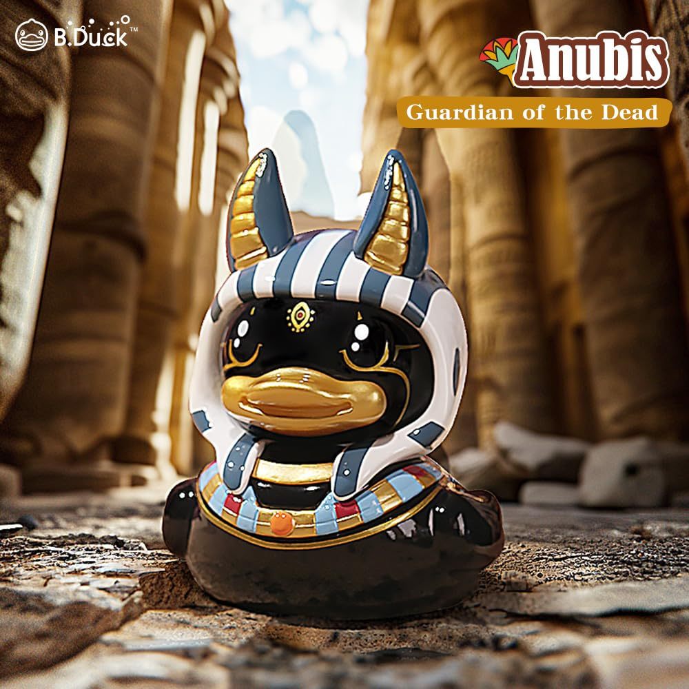B.Duck x British Museum Blind Box, Egyptian God Collectible Duck Figurines Series,Home Decorations, Holiday Birthday Gifts (B.Duck x Bastet Series, Single Box)
