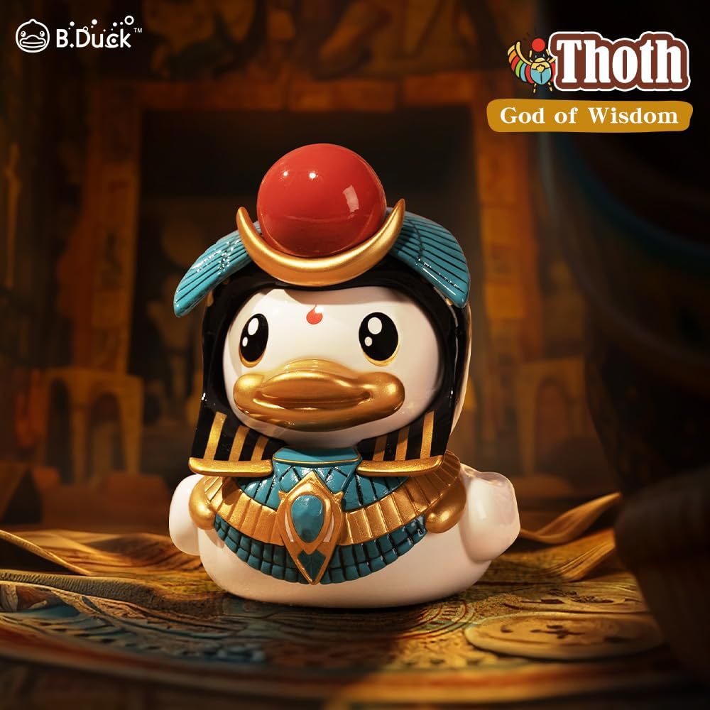 B.Duck x British Museum Blind Box, Egyptian God Collectible Duck Figurines Series,Home Decorations, Holiday Birthday Gifts (B.Duck x Bastet Series, Single Box)